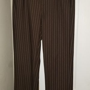 Brown Dress Pants with White Pinstripe